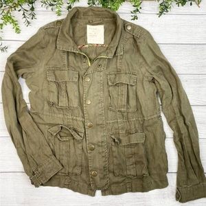 FREE PEOPLE Army Green Ladies Zipper Front Lightweight Utility Jacket S